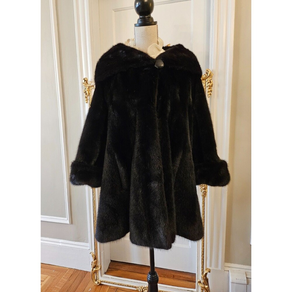 Gorski Black Mink Fur Coat, size S (loose fit), NWT